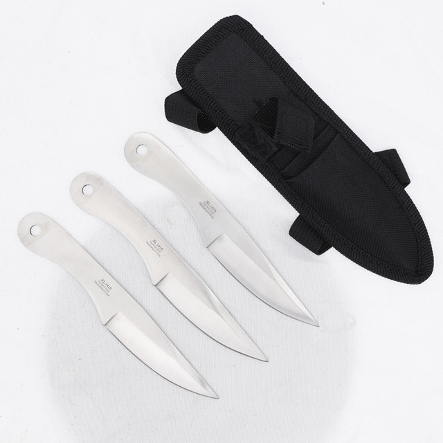 Triple Throwing Knife Set – Stainless Steel with Nylon Sheath
