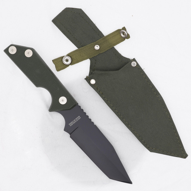 Tactical Fixed Blade Tanto Knife with Black Coating and Nylon Sheath