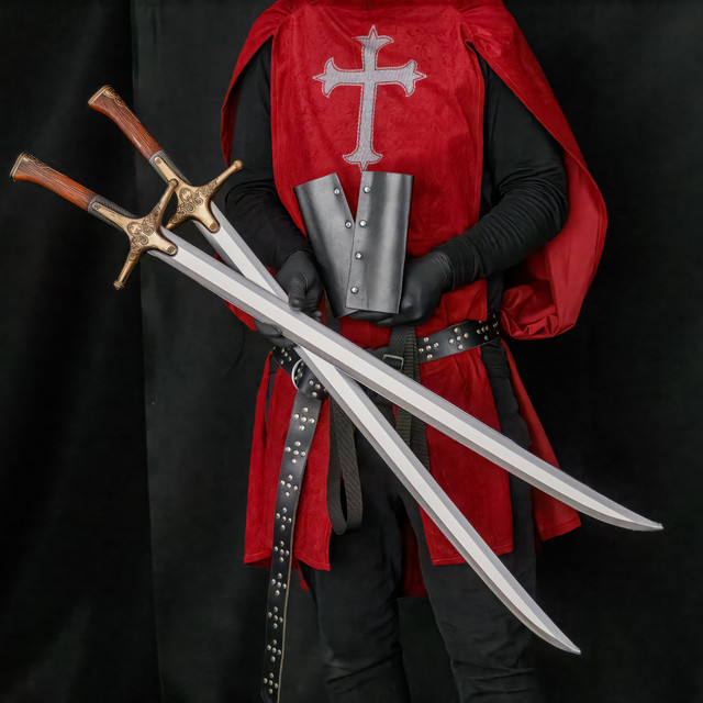 Dual Mastercrafted Fantasy Foam Swords with Double Back Strap Sheath – Cosplay Kit Dual Mastercrafted Fantasy Foam Swords with Double Back Strap Sheath – Cosplay Kit