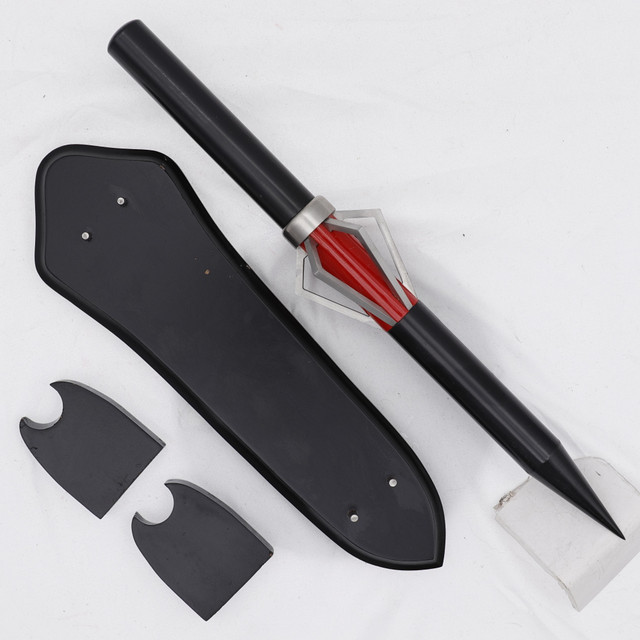 Crimson Crystal Fantasy Spear Dagger with Display Plaque