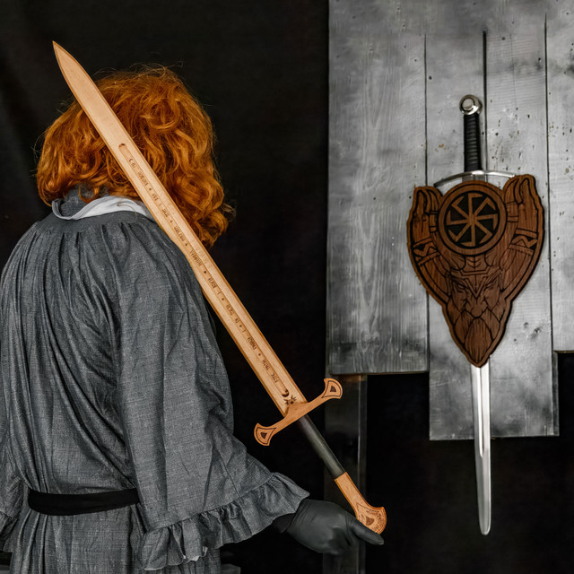 Engraved Wooden Medieval Practice Sword