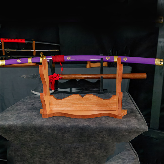 Wooden 2-Piece Sword Table Display – Dual Stand Collector Rack