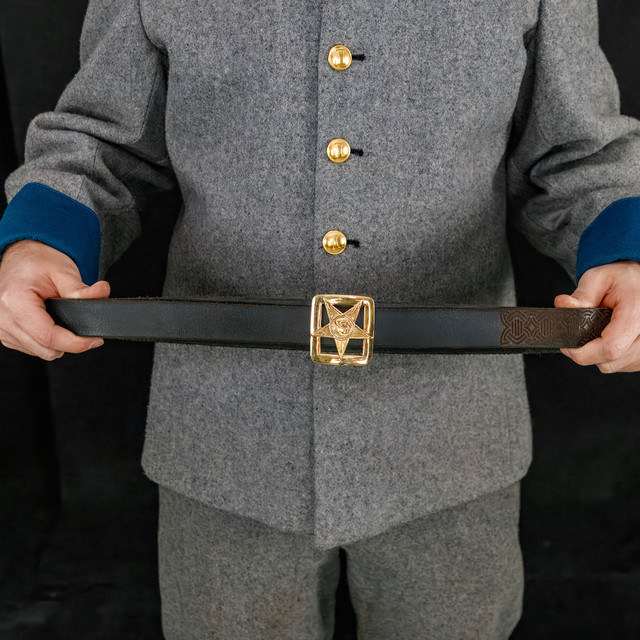 Antique Finish Brass Star Belt Buckle with Detailed Center Emblem