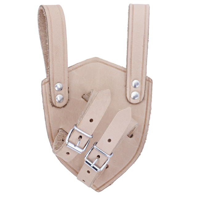 Right Hand Medieval Doublet Sword Frog in Tan Genuine Leather with Adjustable Buckle