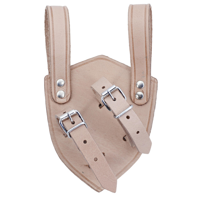 Left Hand Medieval Double Sword Frog in Tan Genuine Leather with Adjustable Buckle
