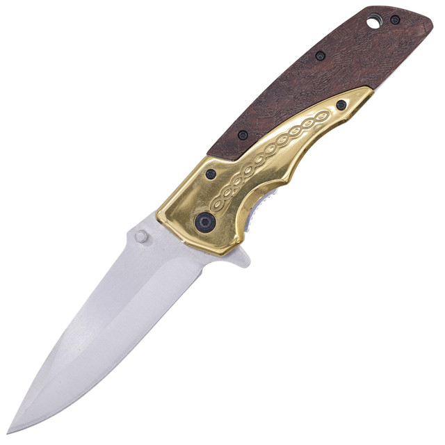Dunmore Folding Knife with Wood Handle and Spring Assisted Opening