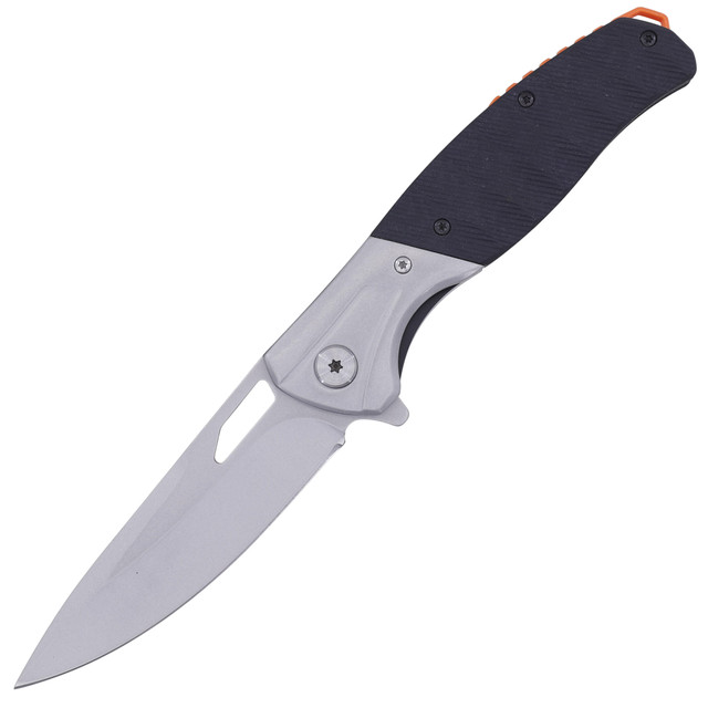 Emberstrike Folding Pocket Knife with Stainless Steel Drop Point Blade and Black Orange Handle