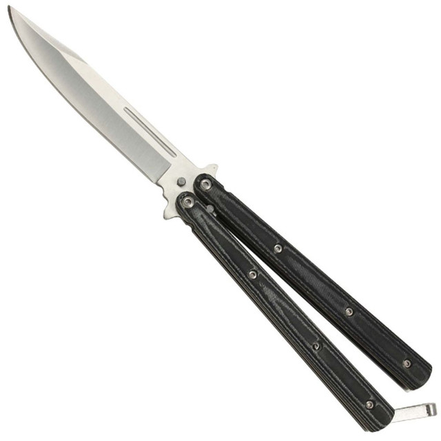 Micarta Simple Butterfly Black Knife | Stainless Steel Blade | Clip Point