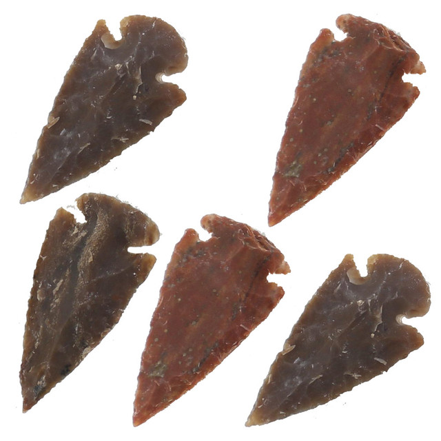 Medieval Flint Agate Arrowhead 5 Piece Set 2 Inch