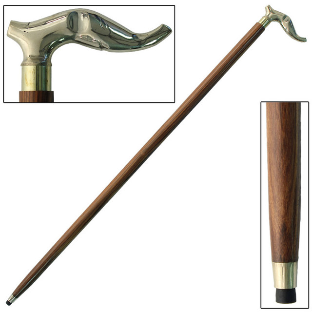 Brass Elephant Head Sheesham Grip Cane