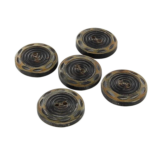 Set of Five Whirlwind Carved Horn Buttons
