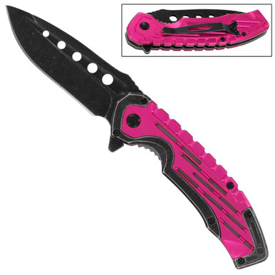 Rose Bed of Thorns Pocket Knife with Spring Assist - SwordsSwords.com
