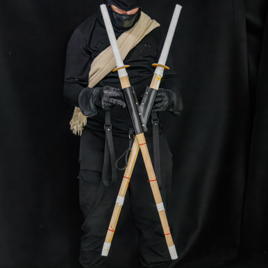 Double Training Bamboo Shinai Sword Set Sheath Combo