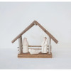 Handmade Driftwood and Paper Mache Nativity with Wood Base