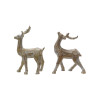 Resin Standing Deer, Whitewashed Carved Wood Finish (Set of 2)