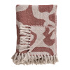 Woven Recycled Cotton Blend Jacquard Throw w/ Abstract Pattern & Fringe, Natural & Brown
