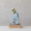 Stoneware Fish Shaped Vase, Reactive Glaze