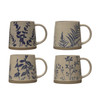Cream Mug with Blue Botanicals