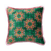 20" Square Cotton Blend Velvet Printed Pillow with Eyelash Fringe