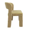 Terry Fabric Upholstered Striped Dining Chair, Cream Color & Yellow