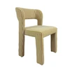 Terry Fabric Upholstered Striped Dining Chair, Cream Color & Yellow