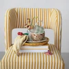 Terry Fabric Upholstered Striped Dining Chair, Cream Color & Yellow