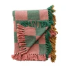 Woven Recycled Cotton Blend Two-Tone Checked Throw with Fringe