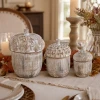 Whitewashed Resin Acorn Container, Large