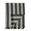 Woven Recycled Cotton Striped Throw with Fringe, Natural & Green