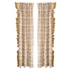 50"W x 96"H Cotton Slub Curtain Panel Pair with Velvet Ruffled Edge