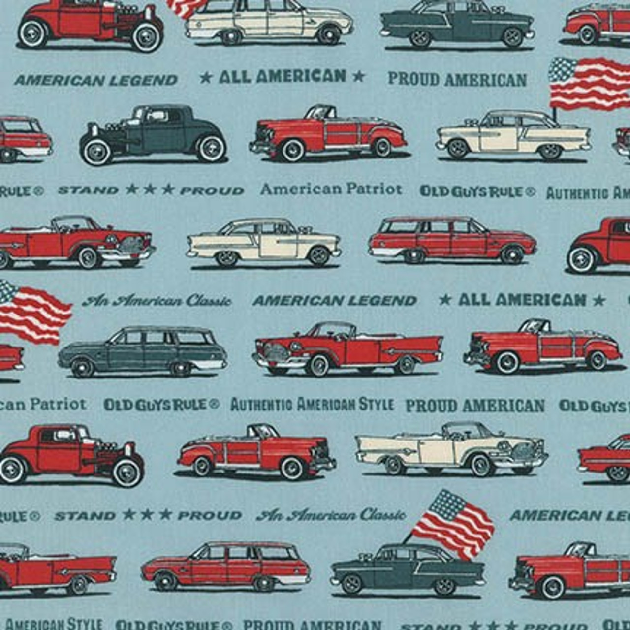 Robert Kaufman - Old Guys Rule - Antique Cars, Denim - Lancaster Home &  Fabric