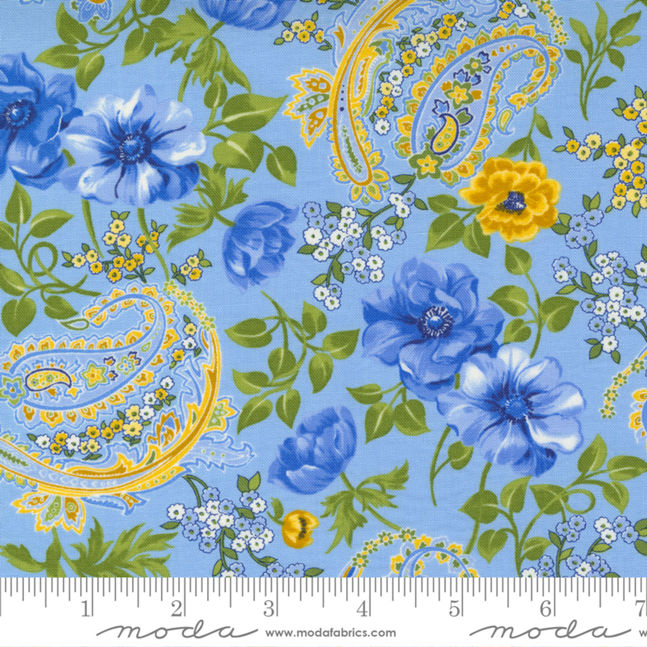 Moda - Summer Breeze - Flowers and Paisley, Sky - Lancaster Home & Fabric