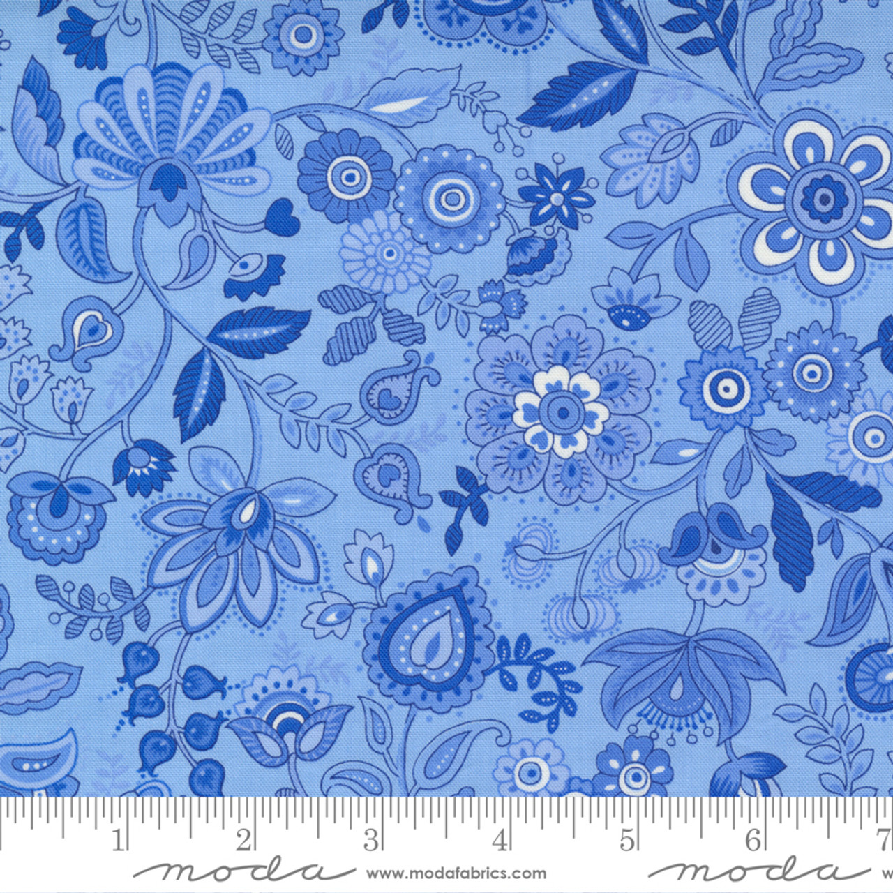 Moda - Summer Breeze - Flowers and Paisley, Sky - Lancaster Home & Fabric