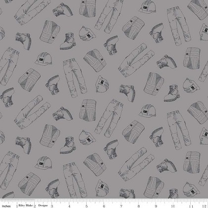 Riley Blake CAT Buildin' Crew Garb, Gray Lancaster Home Fabric