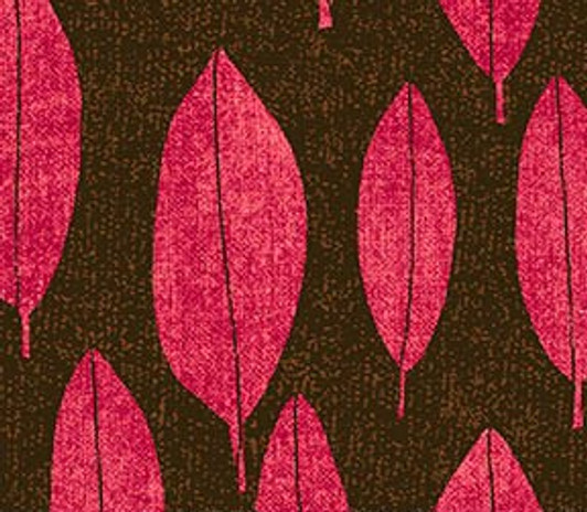 P&B Textiles - Always Blooming - Horizontal Leaves, Red And Brown
