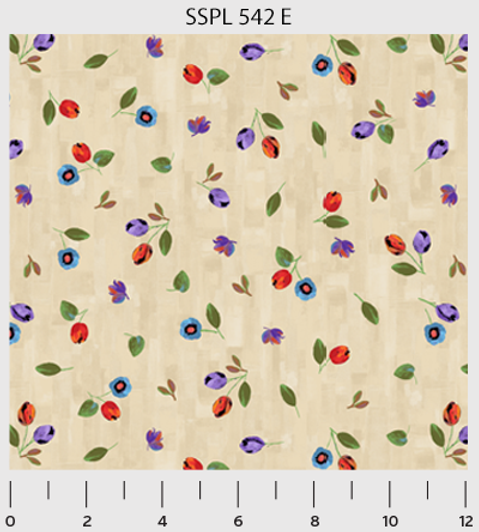 P&B Textiles - Silvia's Splendor - Buds, Ecru