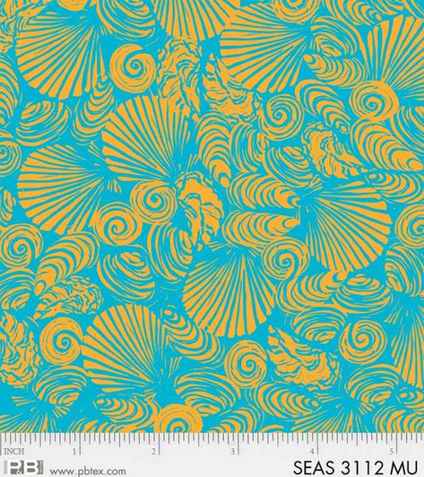 P&B Textiles - Sea Shore Collection - Sea Shells, Lt Blue