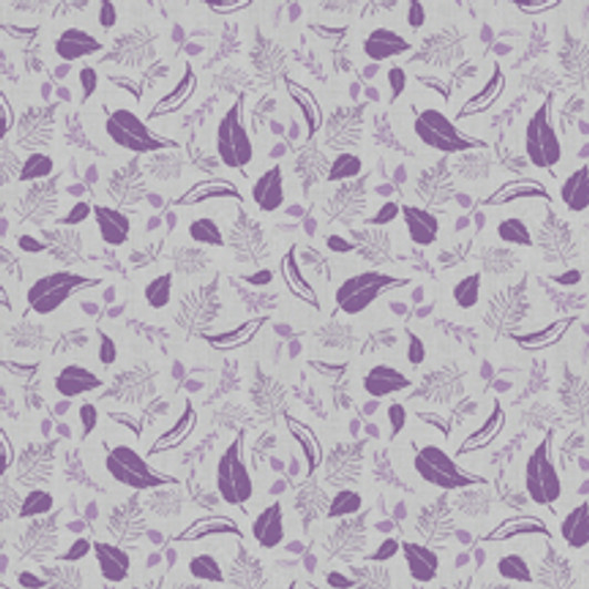 Wilmington Prints - Purple Haze - Leafe Toss, Grey