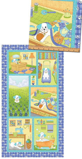 Benartex - Joey The Shop Dog - Joey's Diary Panel, Blue