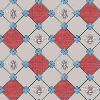 Blank Quilting - Honey Berries - Honey Bee Diamond, Red & Blue