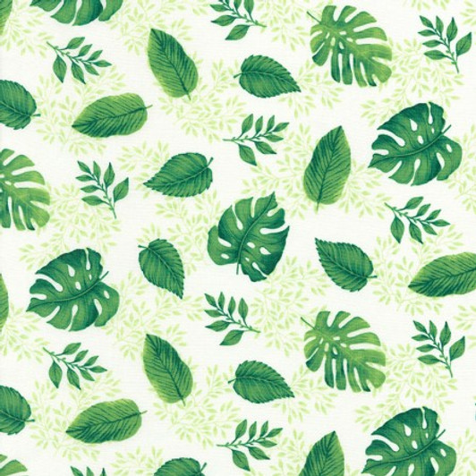 Timeless Treasures - Island - Monstera Leaves, White