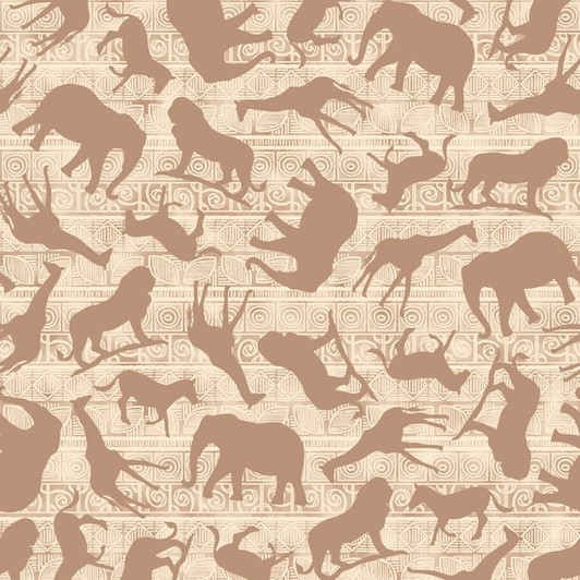 Quilting Treasures - Wisdom of The Plains - Animal Silhouettes, Cream