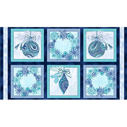 Quilting Treasures - Winter Frost - 24" Ornament & Wreath Panel, Blue