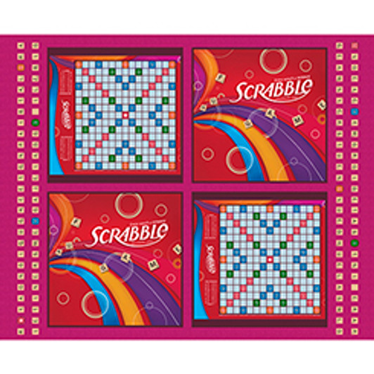 Quilting Treasures - Game Night - Scrabble Board Panel, Black