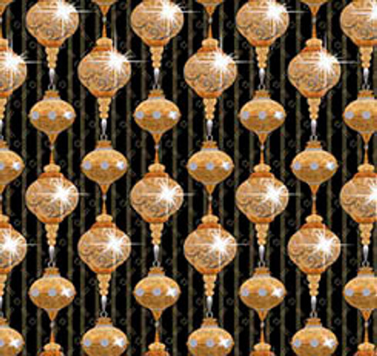 Quilting Treasures - A Golden Holiday - Ornaments, Black