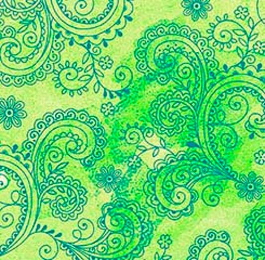 Quilting Treasures - 108" Avalon - Decorative Filigree, Lime