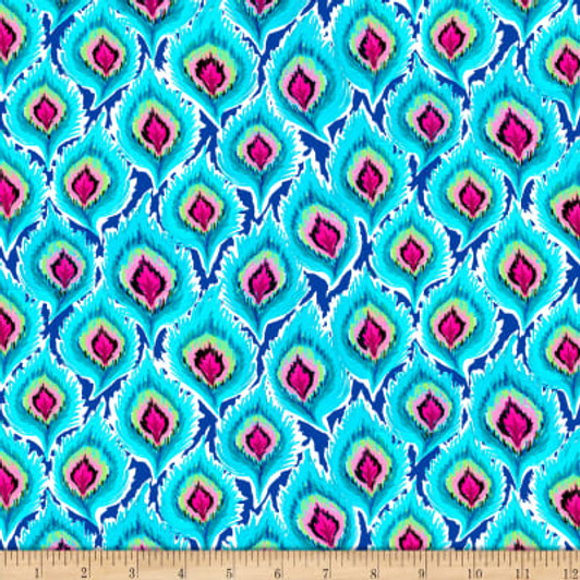 Quilting Treasures - Delilah - Feathers, Turquoise