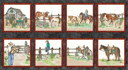 Blank Quilting - Home on the Range - 24" Panel, Ranch Scenes