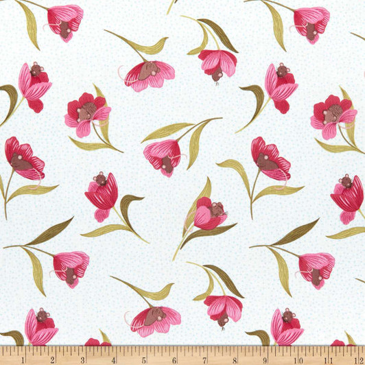 Lewis & Irene - Tulip Fields - Mouse & Tulips, Cream