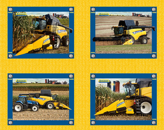 Print Concepts - New Holland Combine - Pillow Panel, Yellow